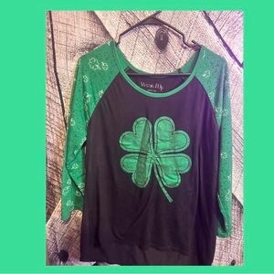 Wound Up Black Tee with Green Accents